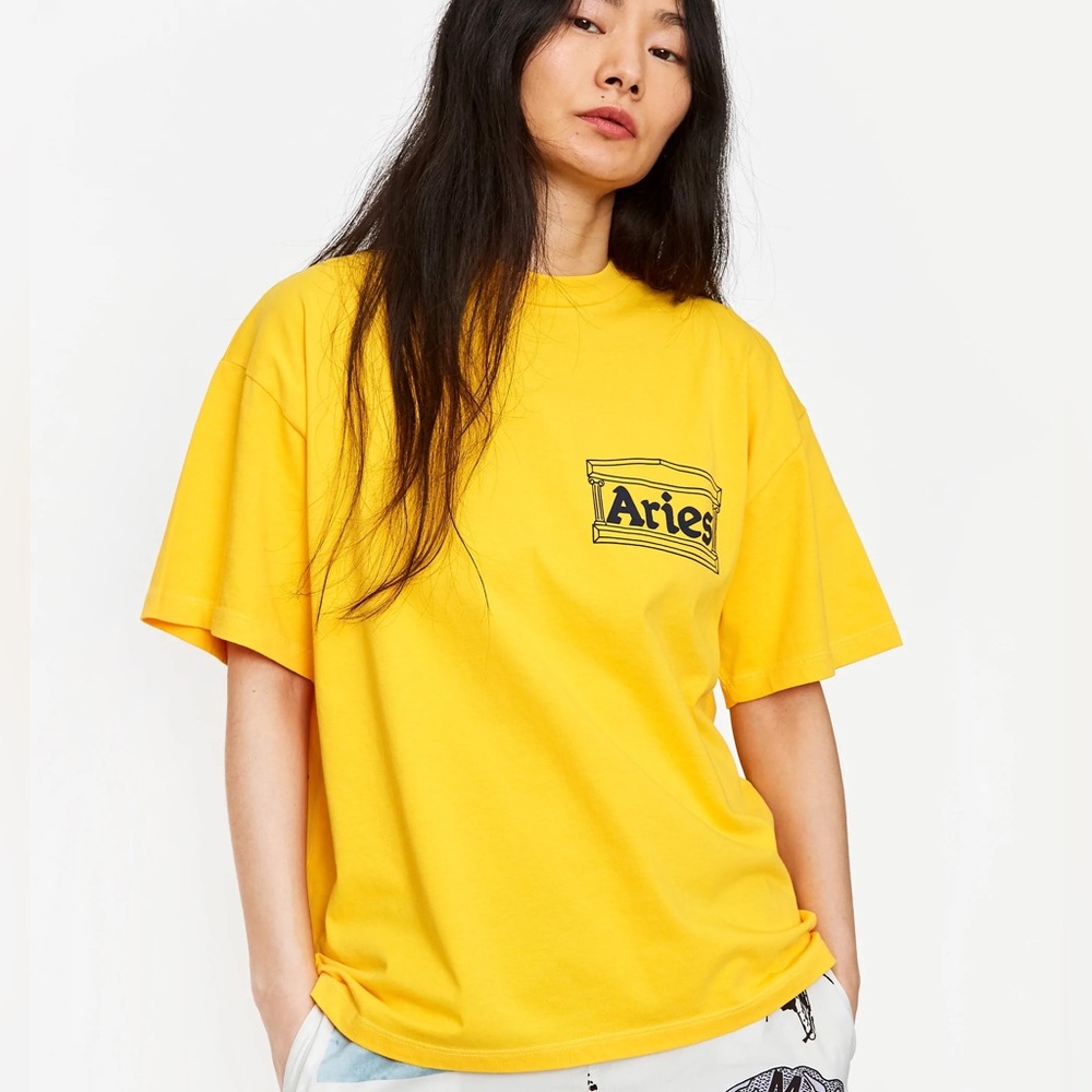 Aries classic temple short sleeves tee  XXS Yellow NWT